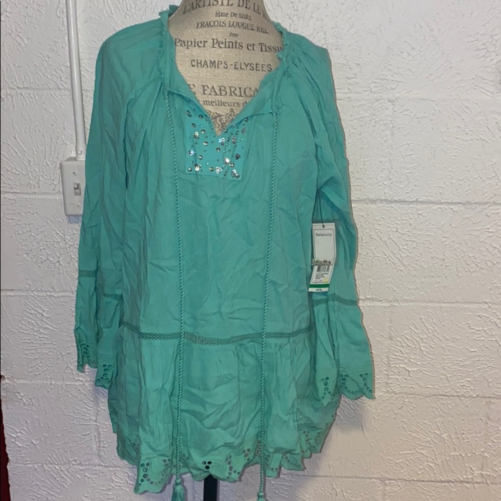 Turquoise & silver sequin tunic